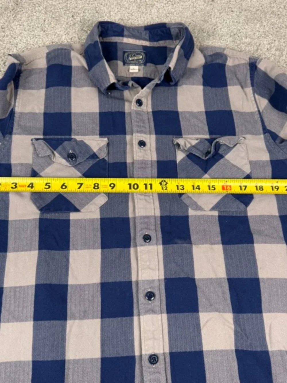 J.Crew Blue Gray Plaid Cotton Button-Up Shirt Long Sleeve Size Large A9738